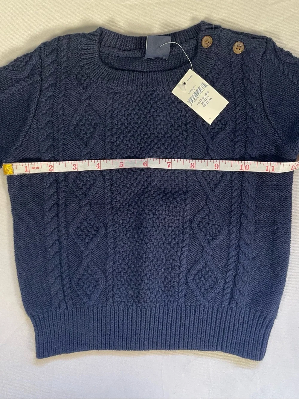 Baby Gap Navy 100% Cotton Cable Knit Crewneck Sweater 12-18 Months NWT